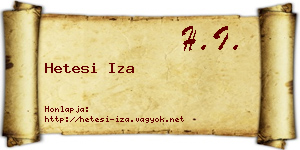 Hetesi Iza névjegykártya